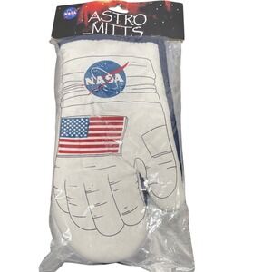 NASA Astro Mitts Astronaut Glove Oven Mitt Kennedy Space Center White Blue New